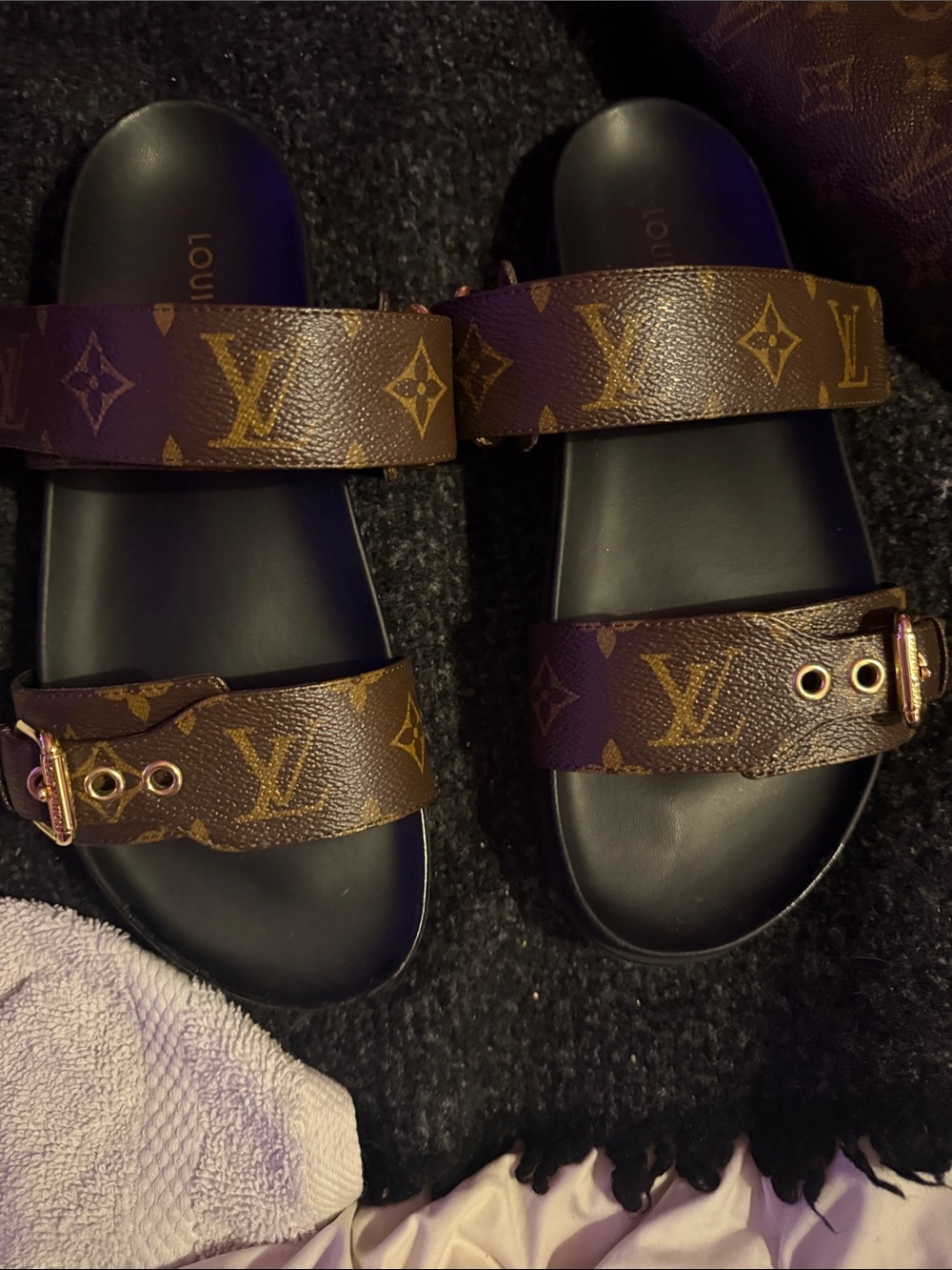 Louis Vuitton Black Embossed Rubber Sole Footwear Detail